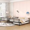 Full Long Over Queen Metal Bunk Bed With Trundle - Black - Image 14