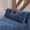 Modern Upholstered End Of Bed Bench With Armrests, Chenille Chaise Lounge Couch - Blue - Image 12