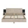 King Size Floating Platform Bed, With LED Lights, Bedside Nightstand - Natural - Image 3