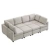 Sectional Sofa Couch Sofa Bed U-Shaped Sofa With Two Movable Ottoman And Three USB Ports For Living Room - Gray - Image 14