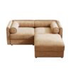 Modern Stylish Chenille 2 Seater Sofa With Ottoman Storage And Cylindrical Backrest - Camel - Image 8