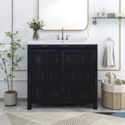 Bathroom Vanity Organizer With Sink, Combo Cabinet Set, Bathroom Storage Cabinet, Retro - Espresso