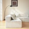Modular U Shaped Sectional Sofa, 4 Seater Chaise Lounge With Reversible Design Striped - Beige - Image 7