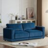 Modern Square Arm Sofa With Soft Velvet Upholstery, Deep Cushions, Sturdy Legs - Navy Blue - Image 6
