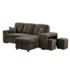 Reversible Sleeper Sectional Sofa Bed With Side Shelf And 2 Stools, Pull-Out L-Shaped Sofa Bed, Corner Sofa-Bed With Storage Chaise Left / Right Hande For Living Room - Knox Charcoal - Image 14