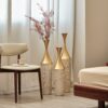 Floor Metal Vase Modern Style Decoration Home Woven Pattern Metal Vase 3 Piece Set Gorgeous Home Decoration Large Glazed Metal Vase - Champagne - Image 11