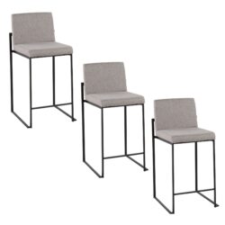 Fuji - Contemporary High Back Counter Stool (Set of 3) - Gray / Black