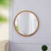 Circle Wall Mirror With Wooden Frame, Wall Mirror For Living Room - Brown - Image 5
