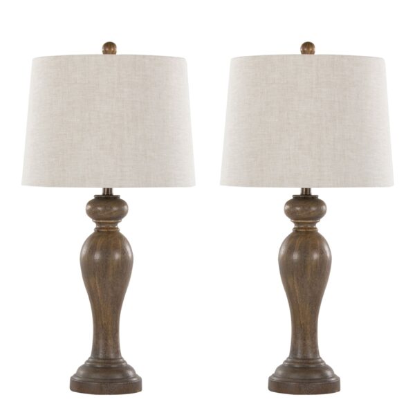 Peppa - Farmhouse Poly Table Lamp (Set of 2) - Opal Gray / Natural Woven