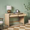 Modern Curved Waterfall Desk With Drawers - Oak - Image 7