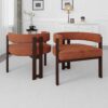 Modern Accent Chair Teddy Upholstered Armchair Open Back 3 Legs Barrel Dining Chair - Orange - Image 7