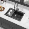 Kitchen Sink 33" X 22" Granite Composite Drop In Sink With Durable Construction - Black - Image 4