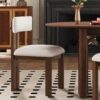 Contemporary 7 Piece Dining Set With Upholstered Armless Chairs And Metal Legs - White / Brown - Image 12