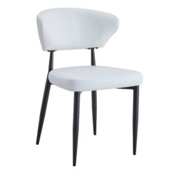 Minimalist Ergonomic Dining Chair With Curved Backrest, Metal Legs (Set of 4) - White / Black