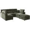 Modern Sectional Sofa Modular Sofa U Shaped Sofa Couch Sofa Bed With Movable Ottoman, USB Ports, Phone Holder - Green - Image 11