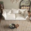 Modern Comfy Upholstered Sofa Cloud Couch, Deep Seat Couches With Multiple Large Soft Pillows, Convertible Deep Seat Chaise Longue For Living Room - Beige - Image 16