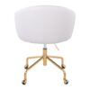 Claire - Contemporary / Glam Task Chair - Gold / White - Image 4