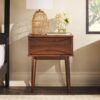 Mid-Century Modern 1 Drawer Solid Wood Nightstand - Walnut - Image 4