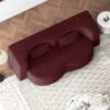 Modern Floor Sofa With 2 Pillows, Convertible Teddy Fabric Foam Filled Sleeper Sofa Bed, Full Size Folding Mattress For Living Room Guest Bed, Playroom, No Assembly Required - Burgundy - Image 8