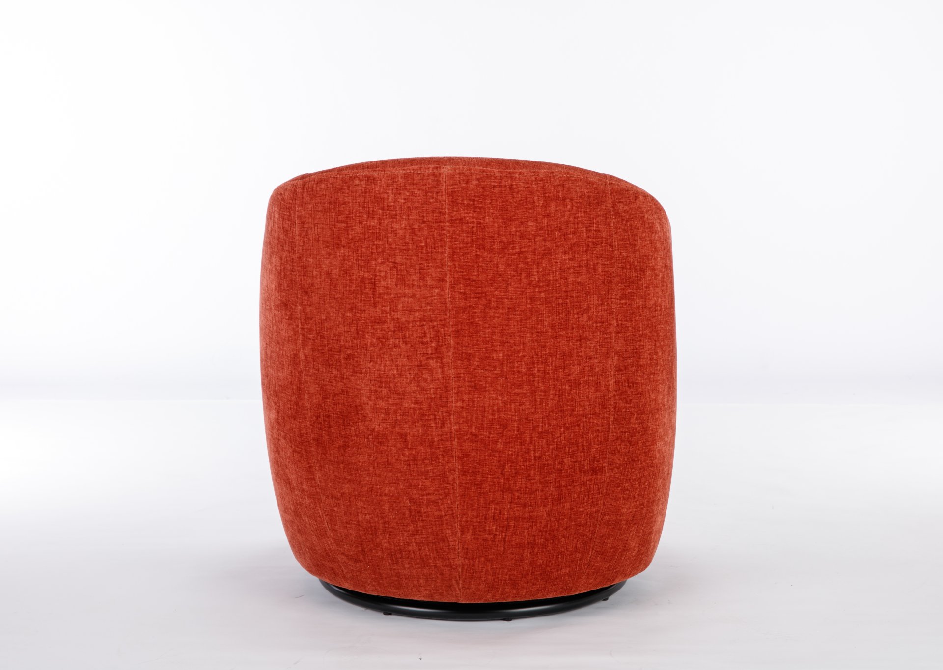 Chenille Fabric Swivel Accent Armchair Barrel Chair With Black Powder Coating Metal Ring - Orange - Image 15