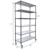84" x 48" x 20" 6 Tier 6000Lbs Capacity Nsf Metal Shelf Wire Shelving Unit, Heavy Duty Adjustable Storage Rack With Wheels & Shelf Liners For Commercial Grade Utility Steel Storage Rack - Black - Image 13