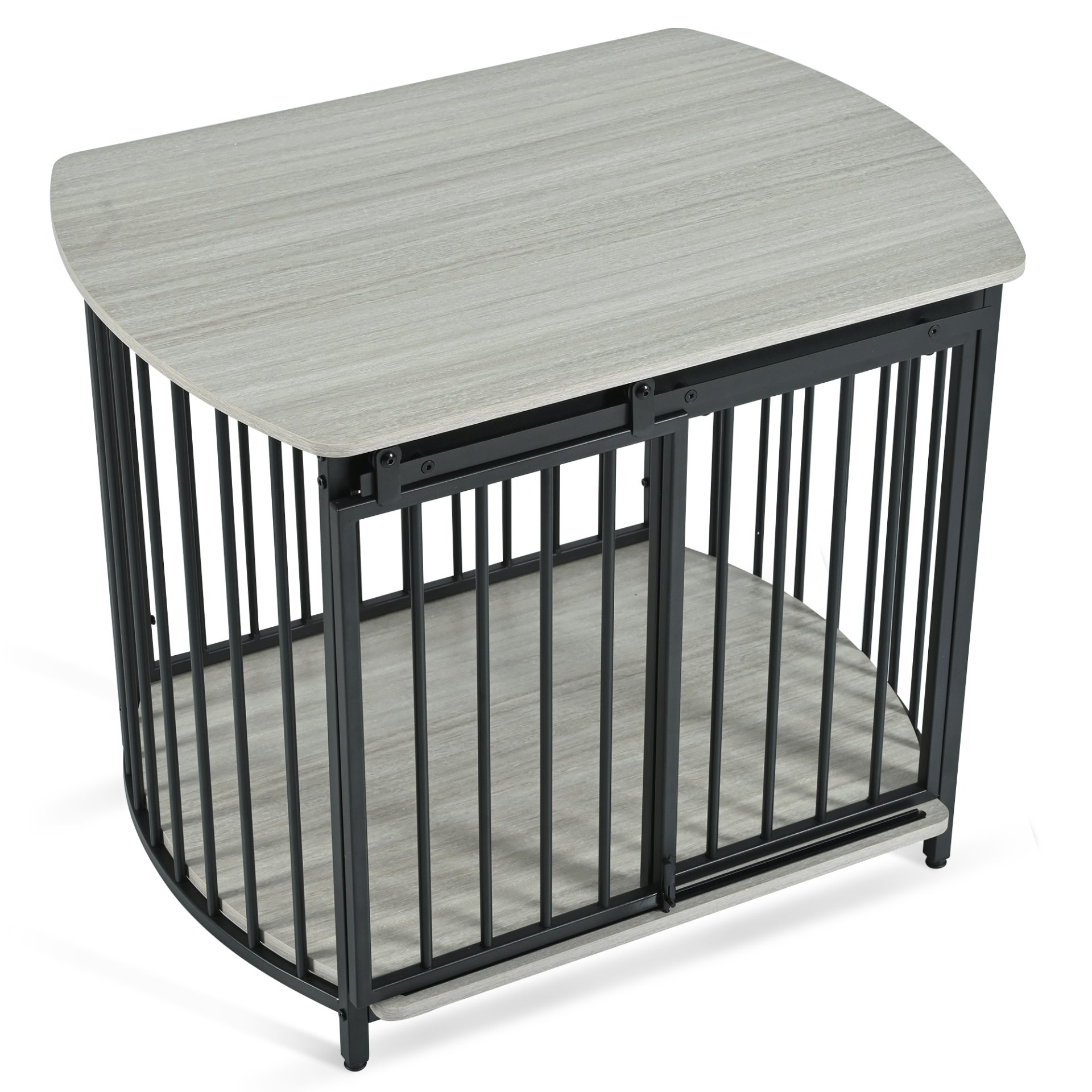 Furniture Style Dog Crate For Small And Medium Dogs, Wooden Cage Indoor Kennel Furniture, Modern Dog Crate End Table With Double Doors - Gray - Image 12