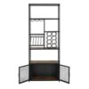 82.7" Industrial Standing Wine Rack With Glass Rack Tall Freestanding Floor Bar Cabinet - Walnut / Black - Image 16