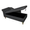 Chaise Lounge Indoor, Velvet Lounge Chair For Bedroom With Storage & Pillow, Modern Upholstered Rolled Arm Chase Lounge For Sleeping With Nailhead Trim For Living Room Bedroom Office - Black - Image 14