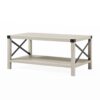 Farmhouse Metal X Coffee Table With Lower Shelf - Stone Gray - Image 4