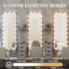 Hollywood - Full Length Mirror With Lights Full Body Vanity Mirror With 3 Color Modes Wall Lighted Standing Floor Mirror For Dressing Room Bedroom Hotel Touch Control - Pink - Image 10