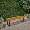 Intrinsic - Outdoor Dining Bench With Iron Legs And Slat Top -Teak / Black - Image 5