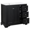 36'' Transitional Bathroom Vanity With Sink, Soft Close Doors, Adjustable U Shaped Shelf, 3 Drawers Including Divided Drawer - Black - Image 19