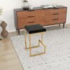 Joel - Mid-Century Modern Luxury Upholstered Stool - Black / Gold - Image 2