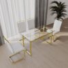 Modern Glass Dining Table Set For 4 With Golden Plating Legs And Chairs - Transparent - Image 4