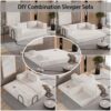 Convertible Couch Bed With 2 Pillows, 3 Seat Folding Floor Couch & King Size Bed Mattress, Diy Combination - Beige - Image 11