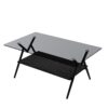 Rectangle Coffee Table With Tempered Glass Top And Black MDF Shelf, Modern Table For Living Room - Gray - Image 8