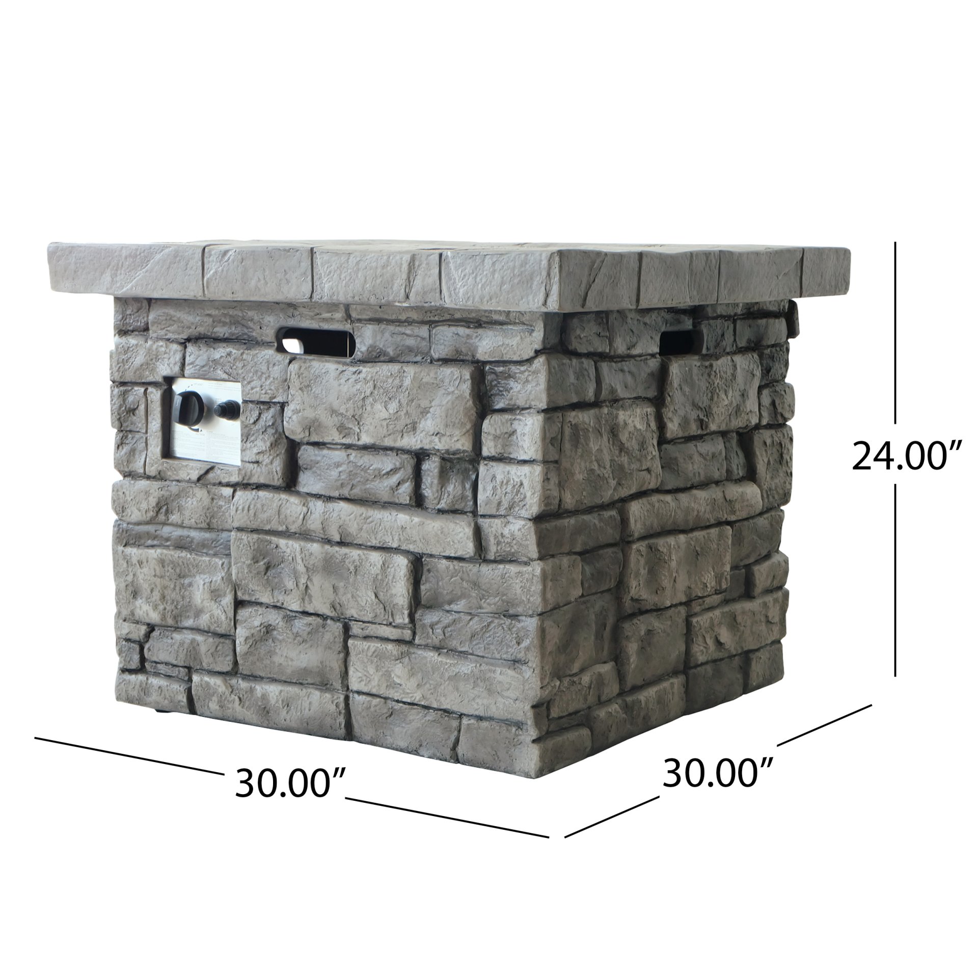 Outdoor Square Propane Fire Pit 40, 000 Btu - Gray - Image 3
