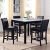 Contemporary 5 Piece Counter Height Dining Set With Square Faux Marble Table And Upholstered Chairs - Black / White - Image 2