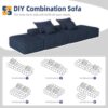Modern Oversized Modular Sectional Sofa With 2 Ottoman And 2 Seat, Sparkling Chenille Fabric Soft Cushion Sofa With 4 Pillows, 4 Pieces Diy Combination Tufted Sofa, No Assembly Required - Blue - Image 16
