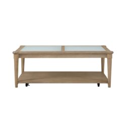 Frosted Glass Top Cocktail Table With Casters - Sand