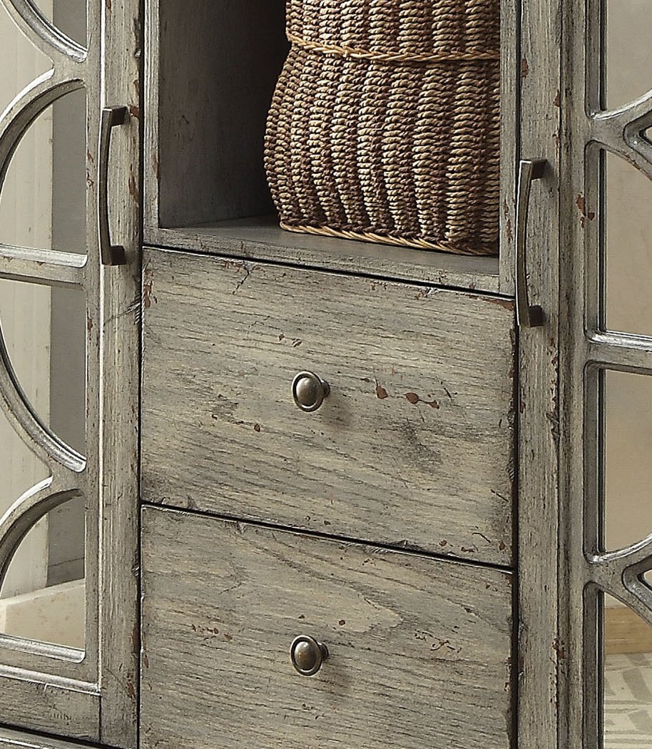 Velika - Weathered Console Table With 1 Open Compartment Storage - Gray - Image 7