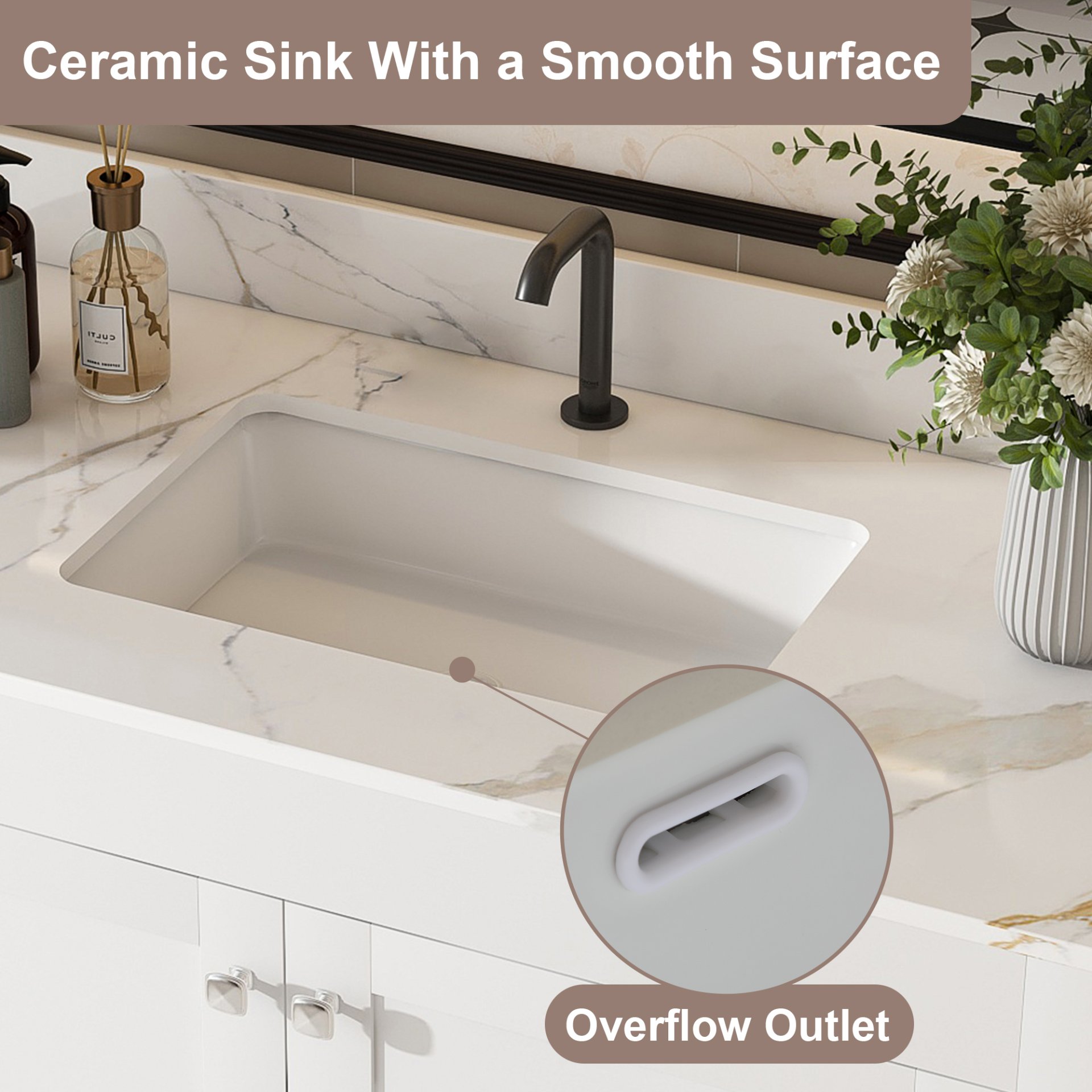 43" Bathroom Vanity, Multi Functional Cabinet, Doors And Drawer - White - Image 7