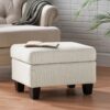 Springfield - Ottoman Contemporary Design Fabric Birch Wood Legs - Beige - Image 12