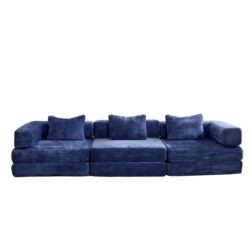 Convertible Floor Sofa Bed With Fixed Shape Frame, Boneless Modular Sectional Sofa, For Living Room - Dark Blue