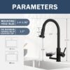 3 In 1 Kitchen Faucet With Press Type Glass Rinser, High Arc Pull Down Sprayer, 3 Function Spray Mode - Matte Black - Image 3