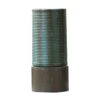Large Concrete Cylinder Ribbed Water Fountain, Outdoor Bird Feeder / Bath Fountain, Modern Industrial Style - Antique Green / Brown - Image 2
