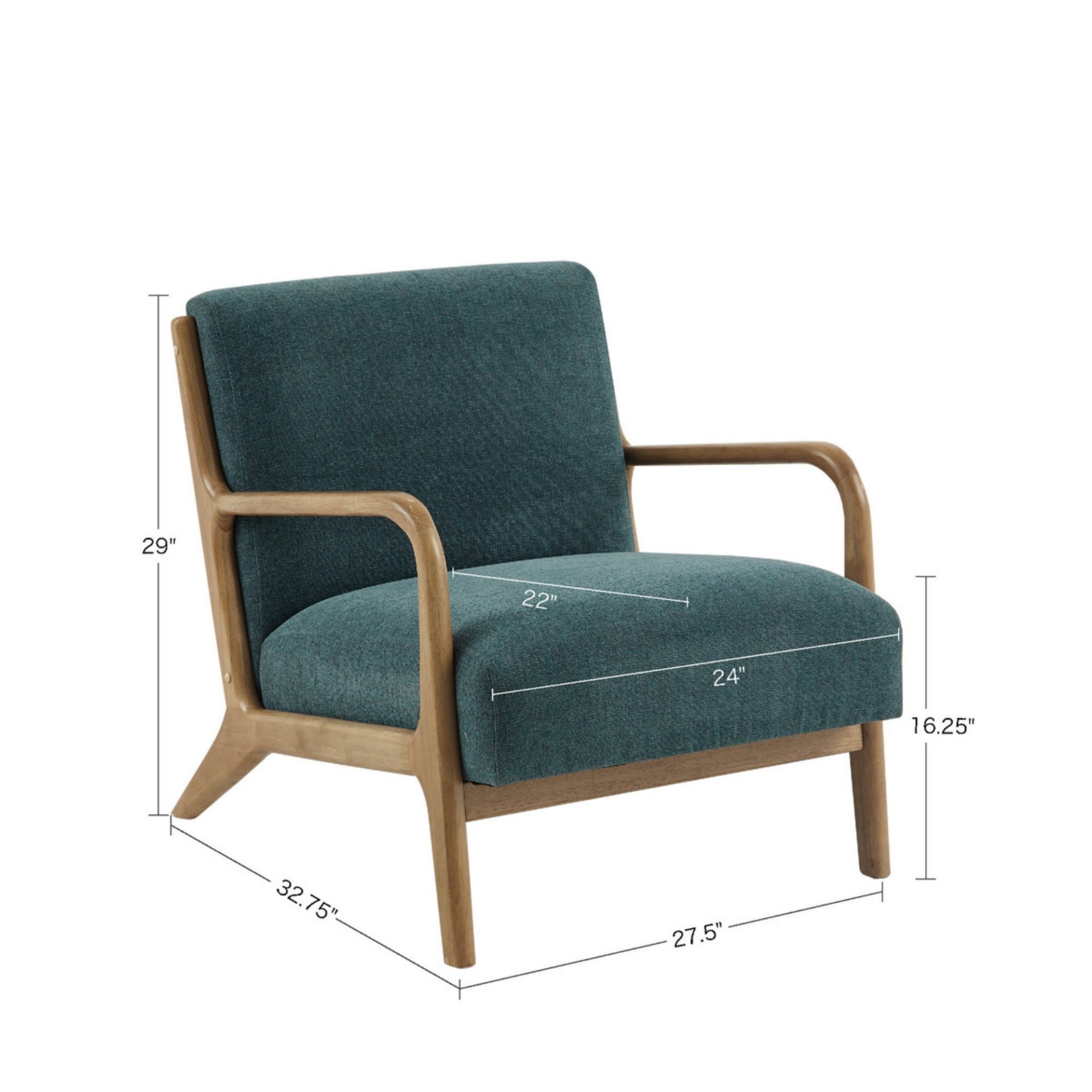 Lounge Chair Mid Century Style - Teal - Image 3