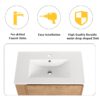 Modern Wall Mounted Bathroom Vanity With Sink And Storage Rack 2 Soft Close Drawers Plywood 30" - Imitative Oak - Image 7