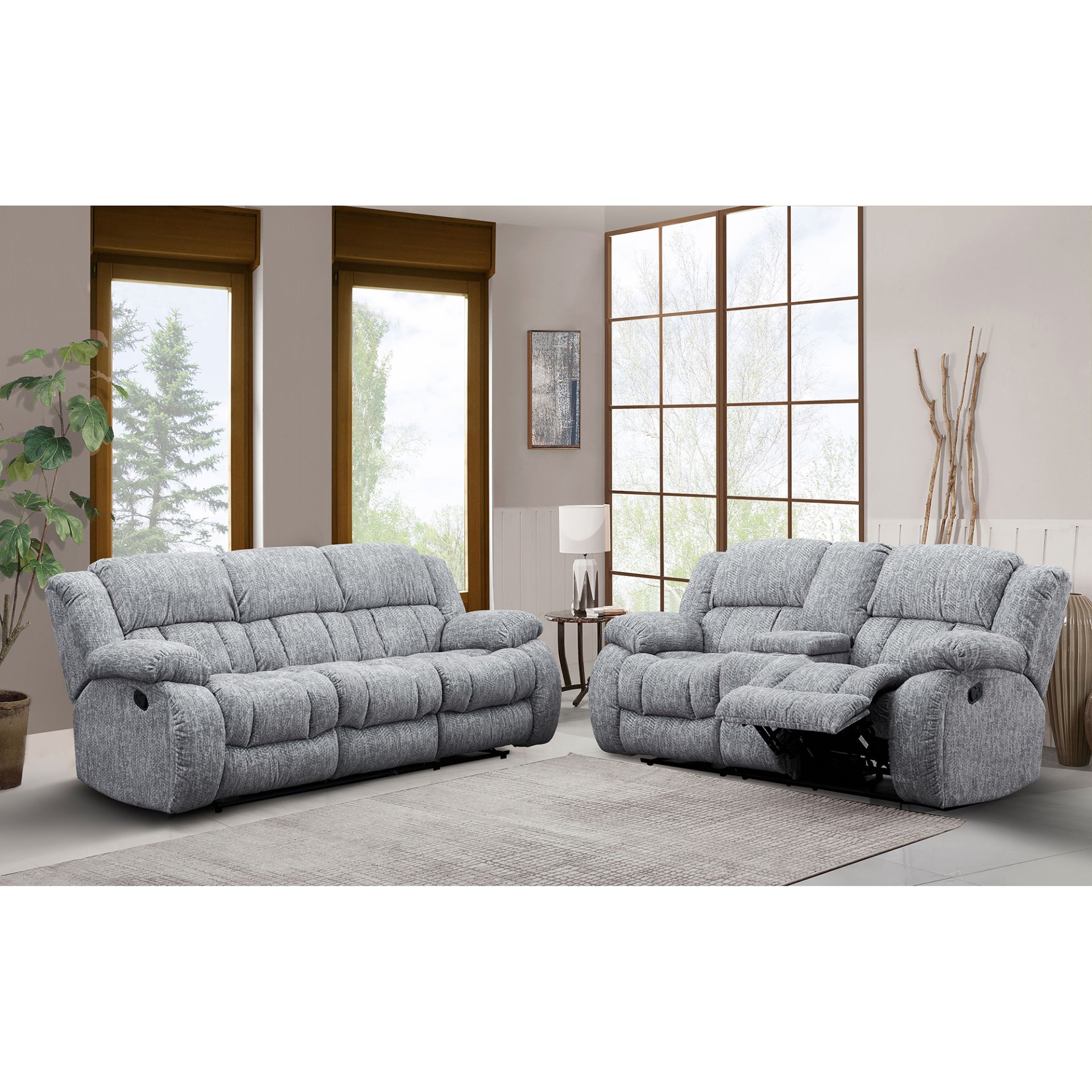 Stonic - Reclining Sofa And Loveseat - Gray - Image 2