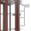 6 Shelf Corner Curio Display Cabinet With Lights, Mirrors And Adjustable Shelves (E26 Light Bulb Not Included) - Cherry - Image 12